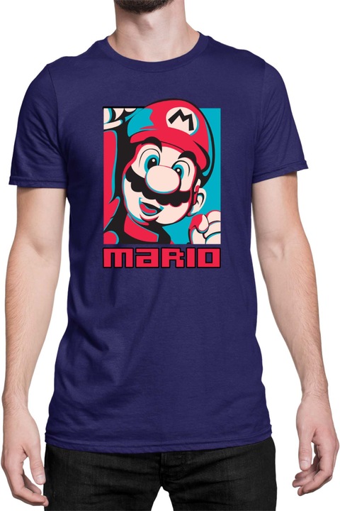 Férfi póló Super Mario Nintendo Tralala Mario Bros Retro, Tengerészkék