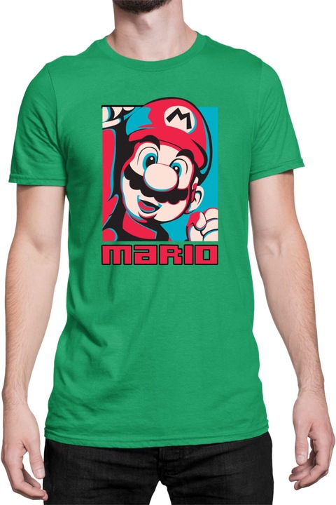 Férfi póló Super Mario Nintendo Tralala Mario Bros Retro, Zöld
