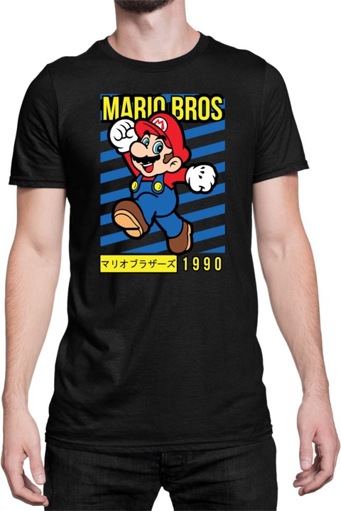 Férfi póló Super Mario Nintendo Tralala Mario Bros, Fekete