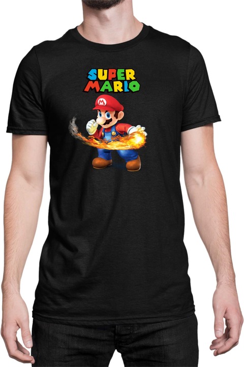 Férfi póló Super Mario Nintendo Tralala Mario Fireball 2, Fekete