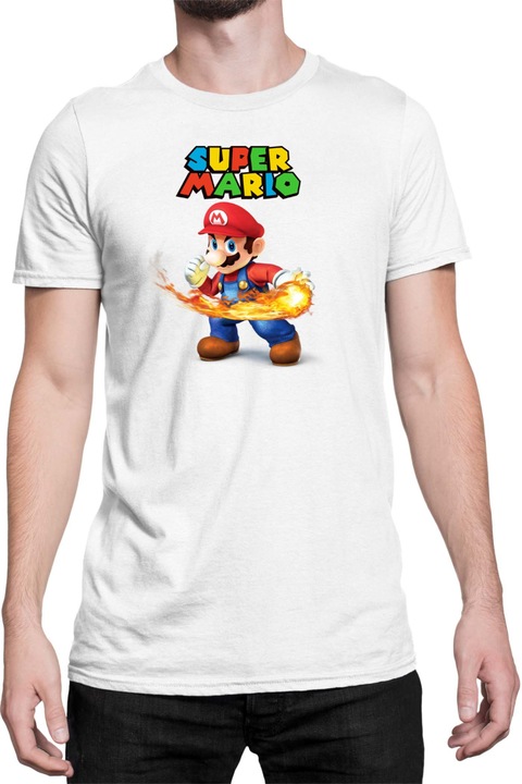 Férfi póló Super Mario Nintendo Tralala Mario Fireball 2, Fehér