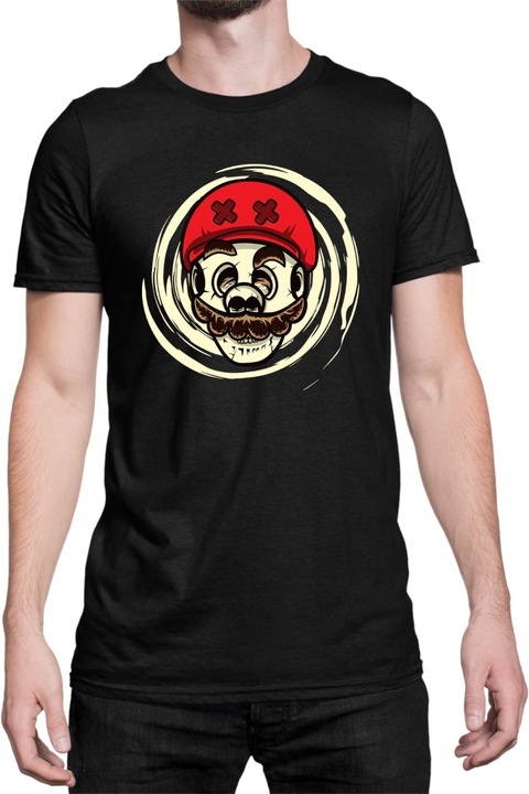 Férfi póló Super Mario Nintendo Tralala Mario Game Over, Fekete