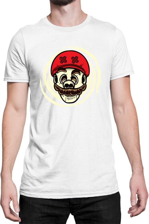 Férfi póló Super Mario Nintendo Tralala Mario Game Over, Fehér