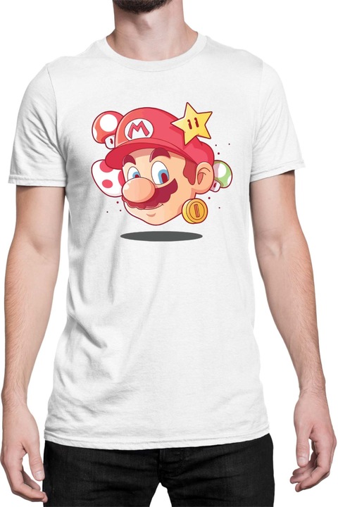 Férfi póló Super Mario Nintendo Tralala Mario Head, Fehér