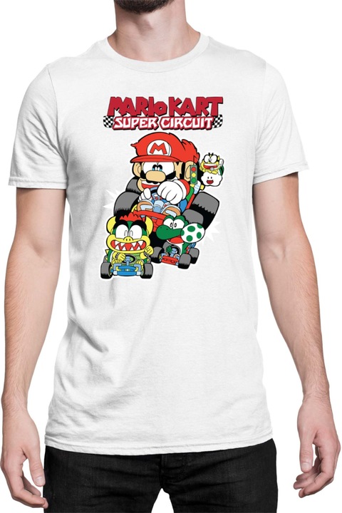 Férfi póló Super Mario Nintendo Tralala Mario Kart Super Circuit, Fehér