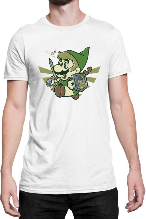 Férfi póló Super Mario Nintendo Tralala Mario Link, Fehér