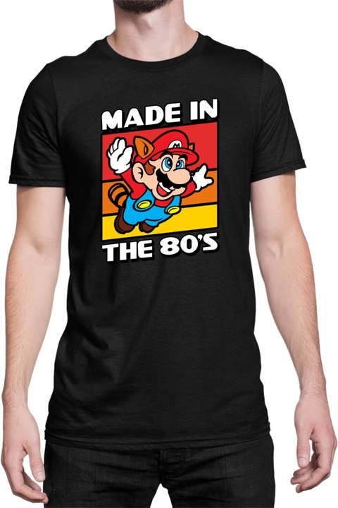 Férfi póló Super Mario Nintendo Tralala Mario Made In The 80s, Fekete