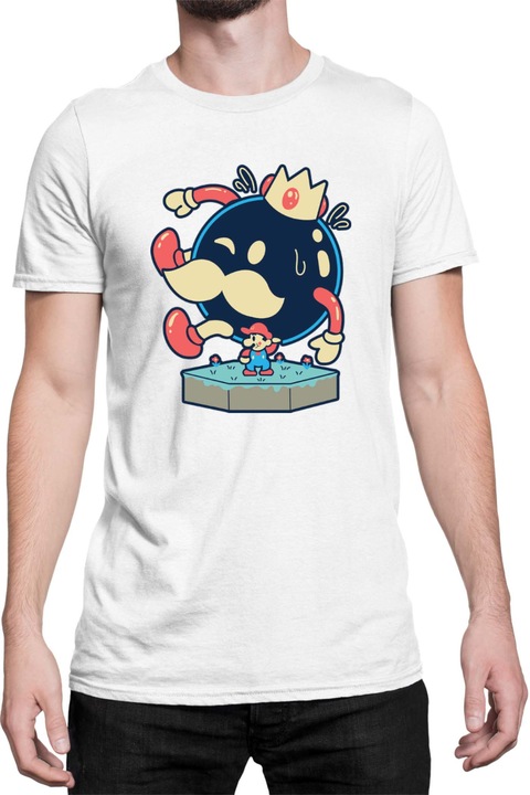 Férfi póló Super Mario Nintendo Tralala Mario King Bomba, Fehér