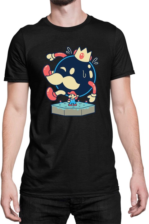 Férfi póló Super Mario Nintendo Tralala Mario King Bomba, Fekete