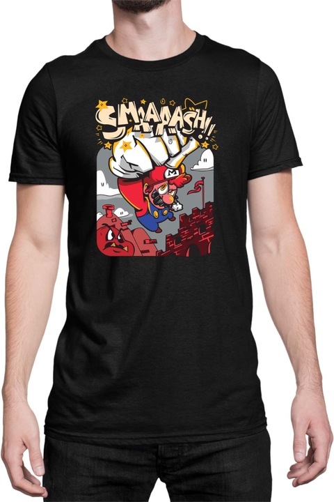 Férfi póló Super Mario Nintendo Tralala Mario Smaaaash, Fekete