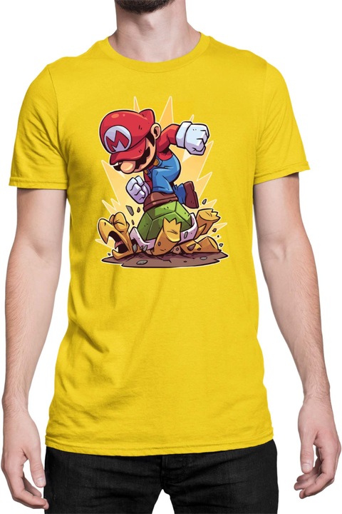 Férfi póló Super Mario Nintendo Tralala Mario Smash Koopa, Sárga