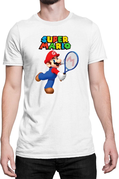 Férfi póló Super Mario Nintendo Tralala Mario Tenis, Fehér