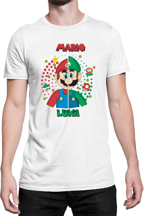 Férfi póló Super Mario Nintendo Tralala Mario v Luigi, Fehér