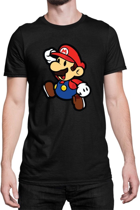 Férfi póló Super Mario Nintendo Tralala Paper Mario 02, Fekete