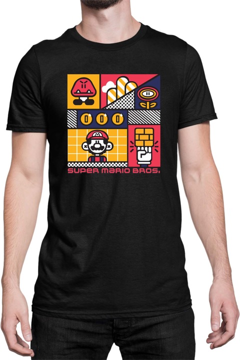 Férfi póló Super Mario Nintendo Tralala Super Mario Bros, Fekete