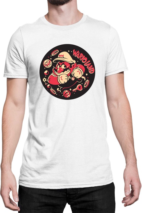 Férfi póló Super Mario Nintendo Tralala Warioland 02, Fehér