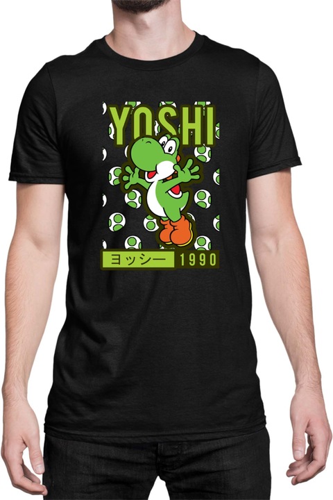 Férfi póló Super Mario Nintendo Tralala Yoshi 5, Fekete