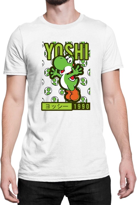 Férfi póló Super Mario Nintendo Tralala Yoshi 5, Fehér
