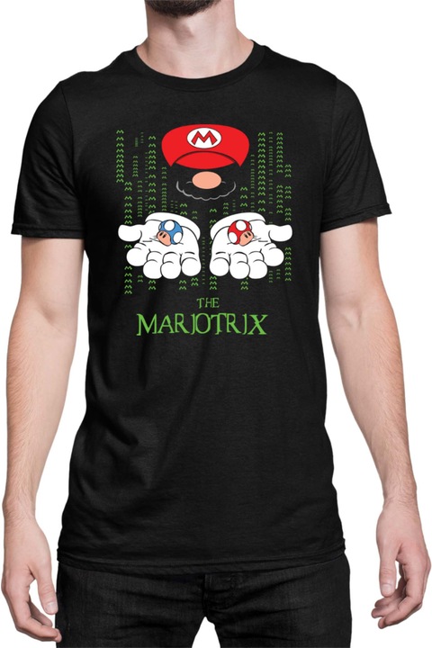 Férfi póló Super Mario Nintendo Tralala Mario The Matrix, Fekete