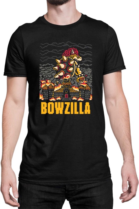 Férfi póló Super Mario Nintendo Tralala Bowzilla, Fekete