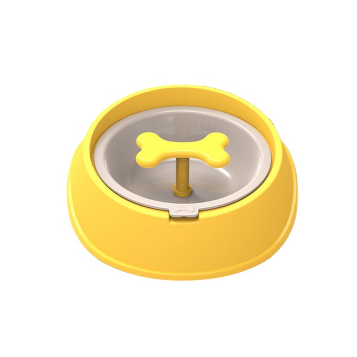 Castron anti-asfixiere, rotativ, pentru incetinirea consumului de hrana, multicolor, pentru caini mici