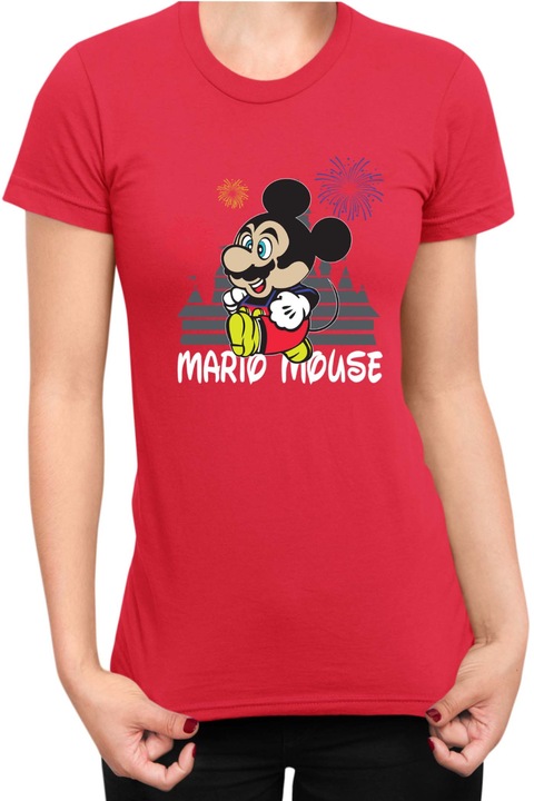 Tricou dama Super Mario Nintendo Tralala Mario Mouse Disney Castle, Rosu, L