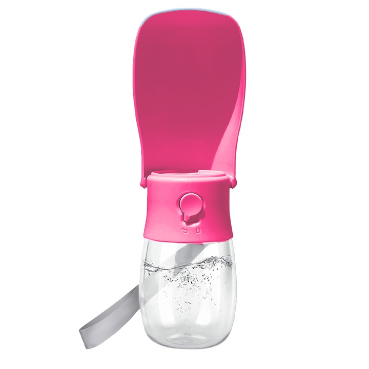 Sticla apa portabila caini, roz