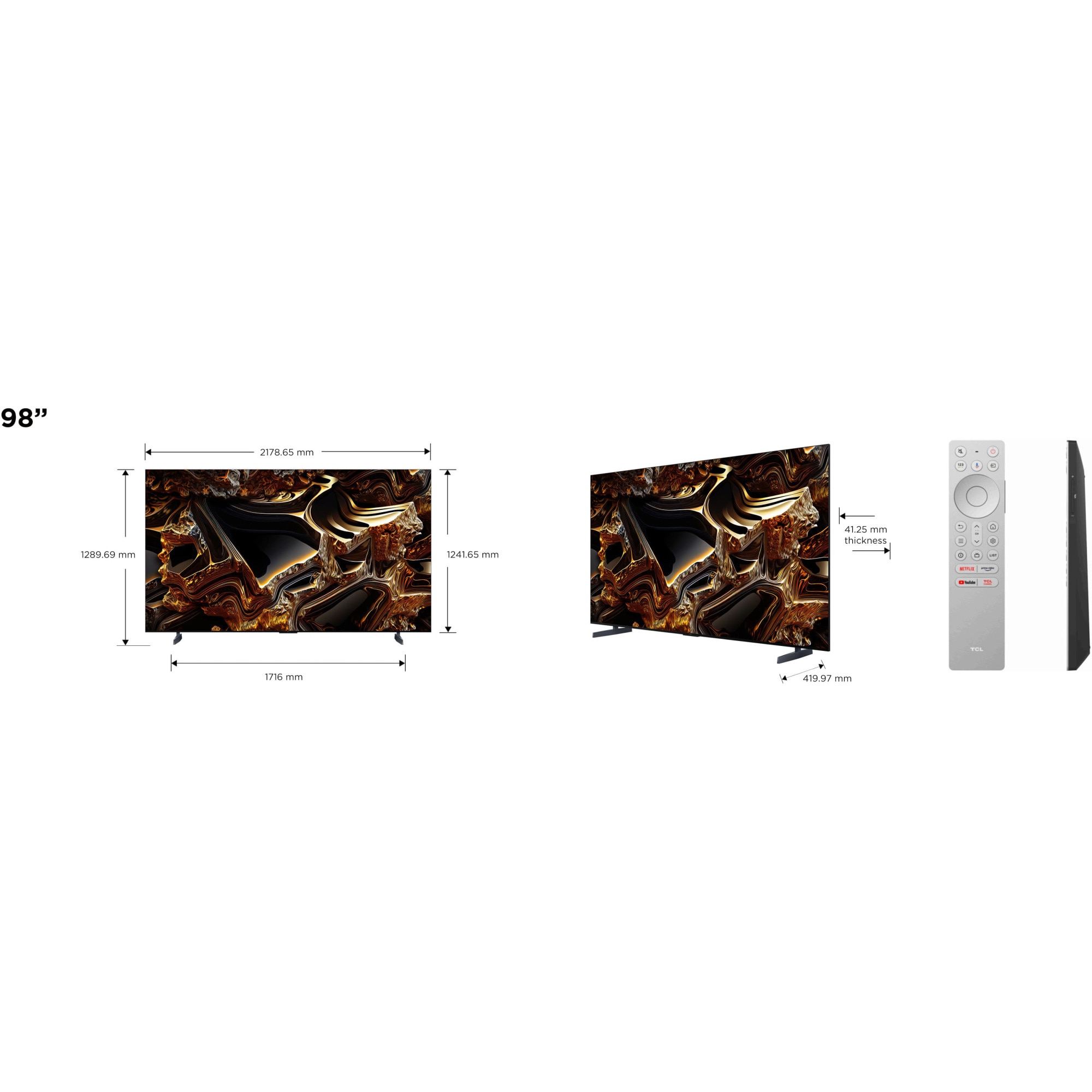 Televizor TCL MiniLed 98X955, 248 cm, Smart Google TV, 4K Ultra HD, 100Hz, Clasa G (Model 2023)
