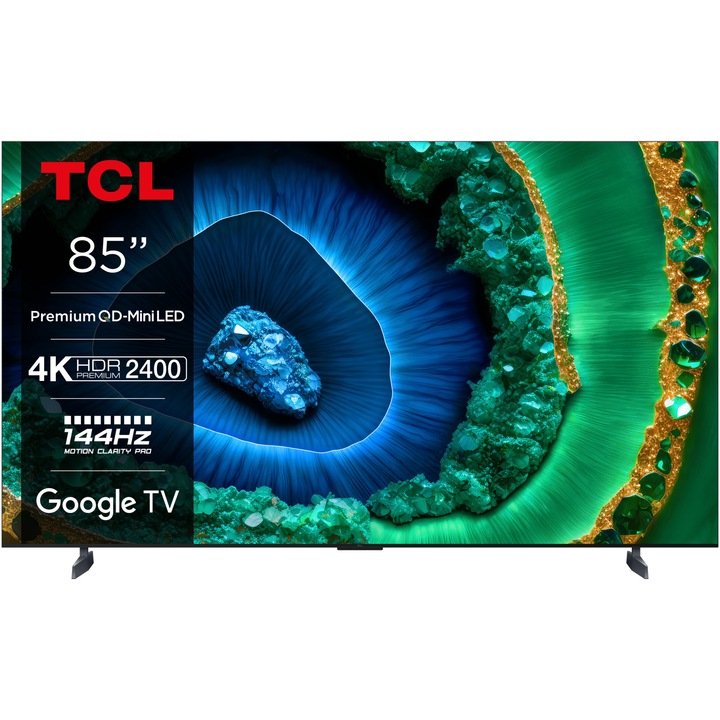 Телевизор TCL MiniLed 85C955, 85''(214 см), Smart Google TV, 4K Ultra HD, 100 Hz, Клас F (Модел 2023)