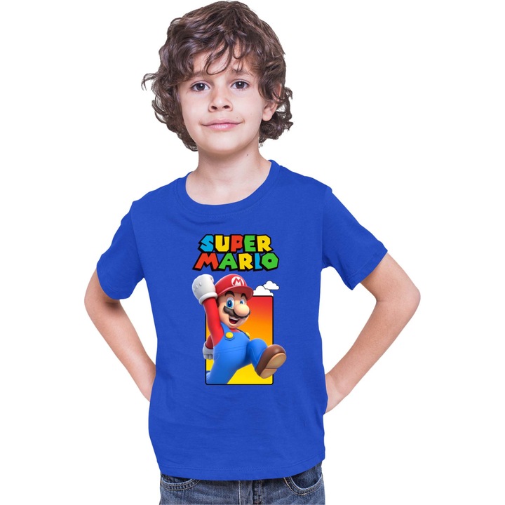 Tricou copii Super Mario Nintendo Tralala Mario 38, Albastru, 9-11 ani (140-152)