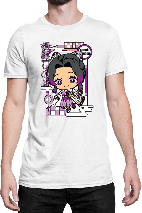 Férfi póló Demon Slayer Kimetsu no Yaiba Tralala Chibi Kocho Shinobu, Fehér
