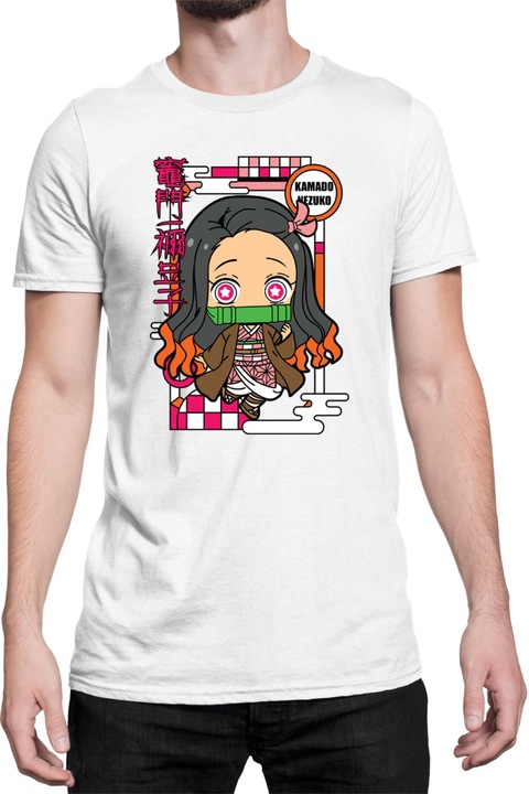 Férfi póló Demon Slayer Kimetsu no Yaiba Tralala Chibi Nezuko Kamado, Fehér