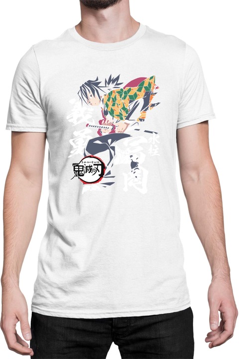 Férfi póló Demon Slayer Kimetsu no Yaiba Tralala Giyu Tomioka 02, Fehér