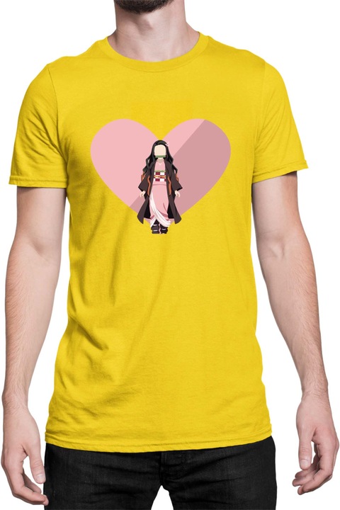 Tricou barbati Demon Slayer Kimetsu no Yaiba Tralala Nezuko Heart, Galben, 2XL