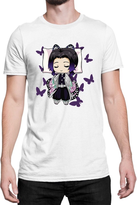 Férfi póló Demon Slayer Kimetsu no Yaiba Tralala Shinobu Kocho Sleep, Fehér