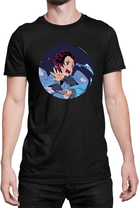 Férfi póló Demon Slayer Kimetsu no Yaiba Tralala Tanjiro Kamado 17, Fekete