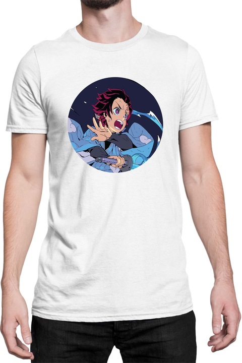 Férfi póló Demon Slayer Kimetsu no Yaiba Tralala Tanjiro Kamado 17, Fehér