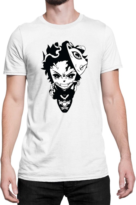 Férfi póló Demon Slayer Kimetsu no Yaiba Tralala Tanjiro Kamado 18, Fehér