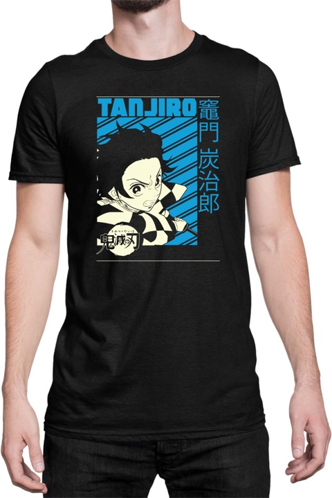 Férfi póló Demon Slayer Kimetsu no Yaiba Tralala Tanjiro Kamado 19, Fekete