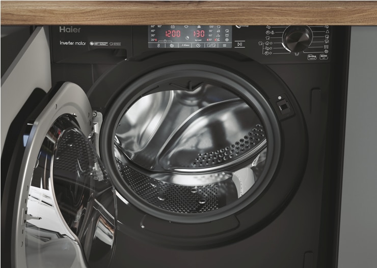 Masinia de spalat rufe cu uscator incorporabila Haier, 9/5 KG, 1600 RPM, Clasa D, Inverter Motor, Extra Dry Laundry, Steam Washing Function, Aqua Stop, Negru, HWDQ90B416FWBB-S 10 res e42ef461db821360ecb72558c3e379e1