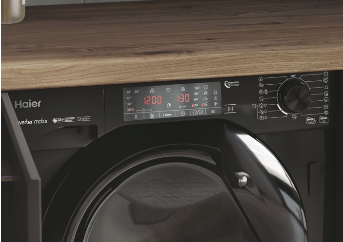 Masinia de spalat rufe cu uscator incorporabila Haier, 9/5 KG, 1600 RPM, Clasa D, Inverter Motor, Extra Dry Laundry, Steam Washing Function, Aqua Stop, Negru, HWDQ90B416FWBB-S 4 res fec4f849251f0eb3de821f4d1aef9bf0