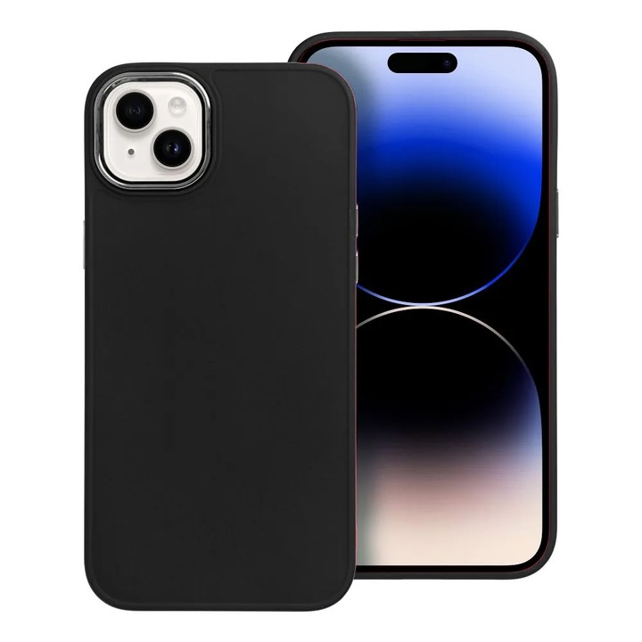 Keret tok iPhone 15 Plus készülékhez, prémium minőség, puha TPU, védett kamerák, ultra védelem, ütésálló, fekete