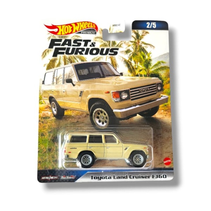 Колекционерска кола Hot Wheels, Бързи и яростни, Toyota Land Cruiser FJ60, Метал, 1:64, Кремав