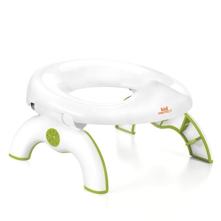 Kidprotect® Baby Pal hordozható utazó bili 2 az 1-ben, összecsukható lábakkal, WC-csökkentő funkcióval, táskatartóval, csúszásgátlóval, zárható szárnyakkal, fehér