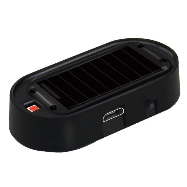 Alarma simulata cu energie solara pentru masina, Sunmostar, USB, Negru
