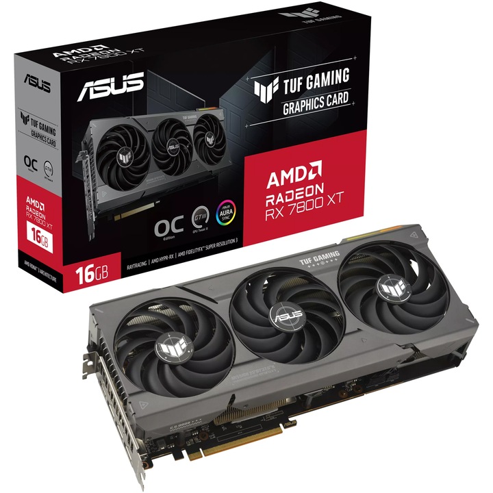 Asus Radeon™ RX 7800 XT TUF Gaming OC videokártya, 16GB GDDR6, 256bit