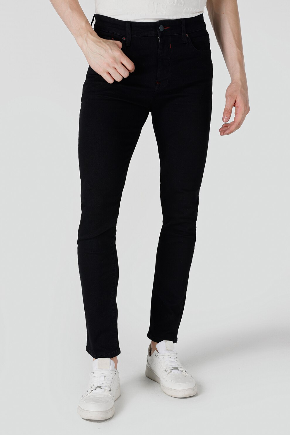 COLIN'S, Blugi cu talie medie si 5 buzunare, Negru, W28-L32