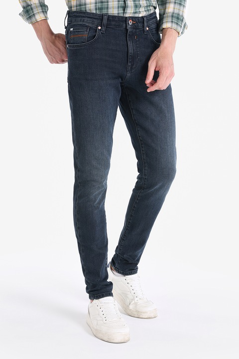 COLIN'S, Mosott hatású slim fit farmernadrág, Tengerészkék