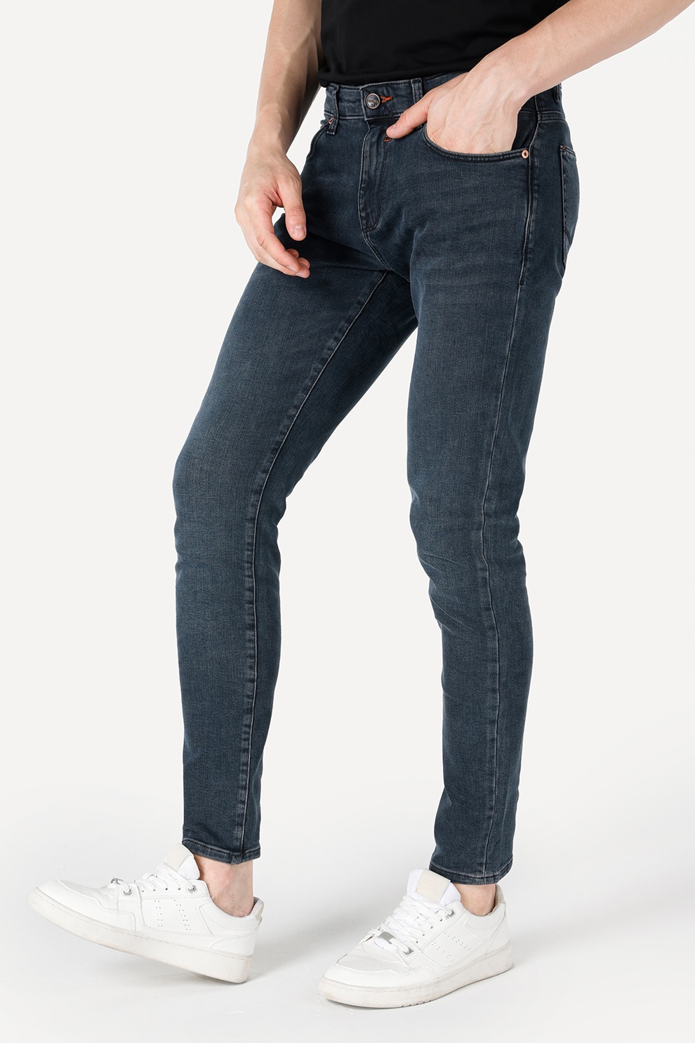 COLIN'S, Blugi skinny cu aspect decolorat, Albastru inchis, W28-L30