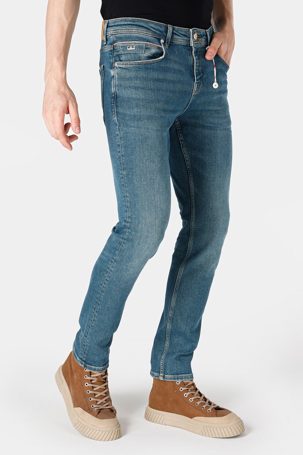 COLIN'S, Blugi conici cu talie medie, Albastru, W28-L32